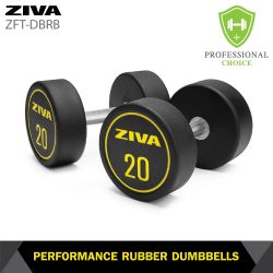 ZIVA Performance Rubber Dumbbells 2.5 - 25 Kg + Dumbbell Rack