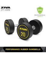 ZIVA Performance Rubber Dumbbells 2.5 - 25 Kg + Dumbbell Rack